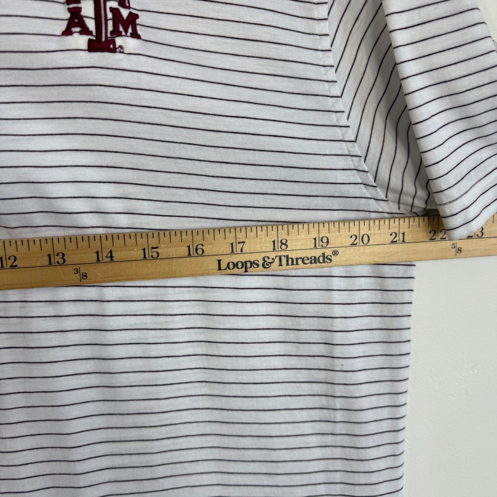 Peter Millar Texas A&M Aggies Polo Shirt Mens M Striped Cotton Golf Preppy NCAA - Picture 11 of 13